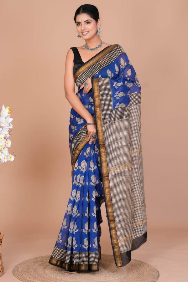 EXCLUSIVE HAND BLOCK PREMIUM  MAHESWARI SILK SAREE ( MSYS40)