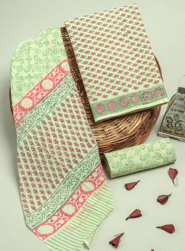 EXCLUSIVE HAND BLOCK PRINT PURE COTTON SUIT WITH MULMUL DUPATTA (MALYS315)