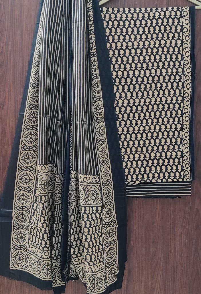 DESIGNER HAND BLOCK PRINT PURE COTTON SUIT WITH COTTON MULMUL DUPATTA (MALYS63)