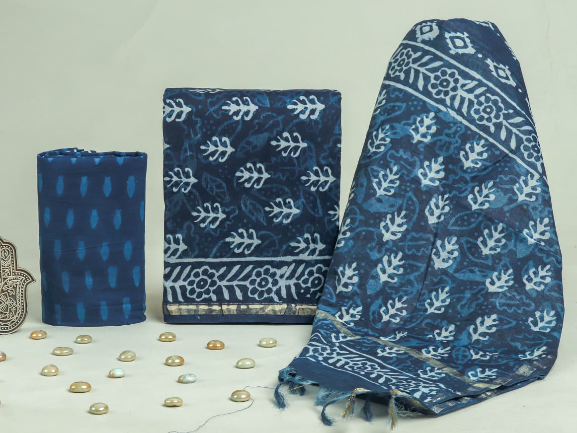 Designer Hand Block Print Chanderi Silk Suit set with Premium Chanderi Dupatta (CHDYS11)