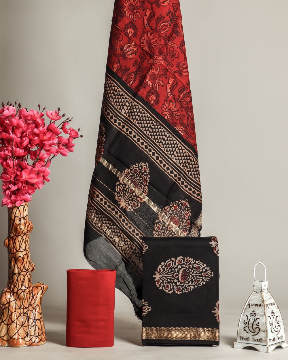 YUVI STYLE HAND BLOCK PRINT MAHESHWARI SILK SUIT WITH MAHESHWARI SILK DUPATTA (MSLYS120)