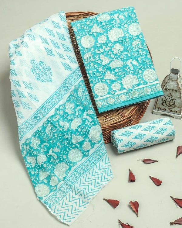 EXCLUSIVE HAND BLOCK PRINT PURE COTTON SUIT WITH COTTO MULMUL DUPATTA (MALYS135)