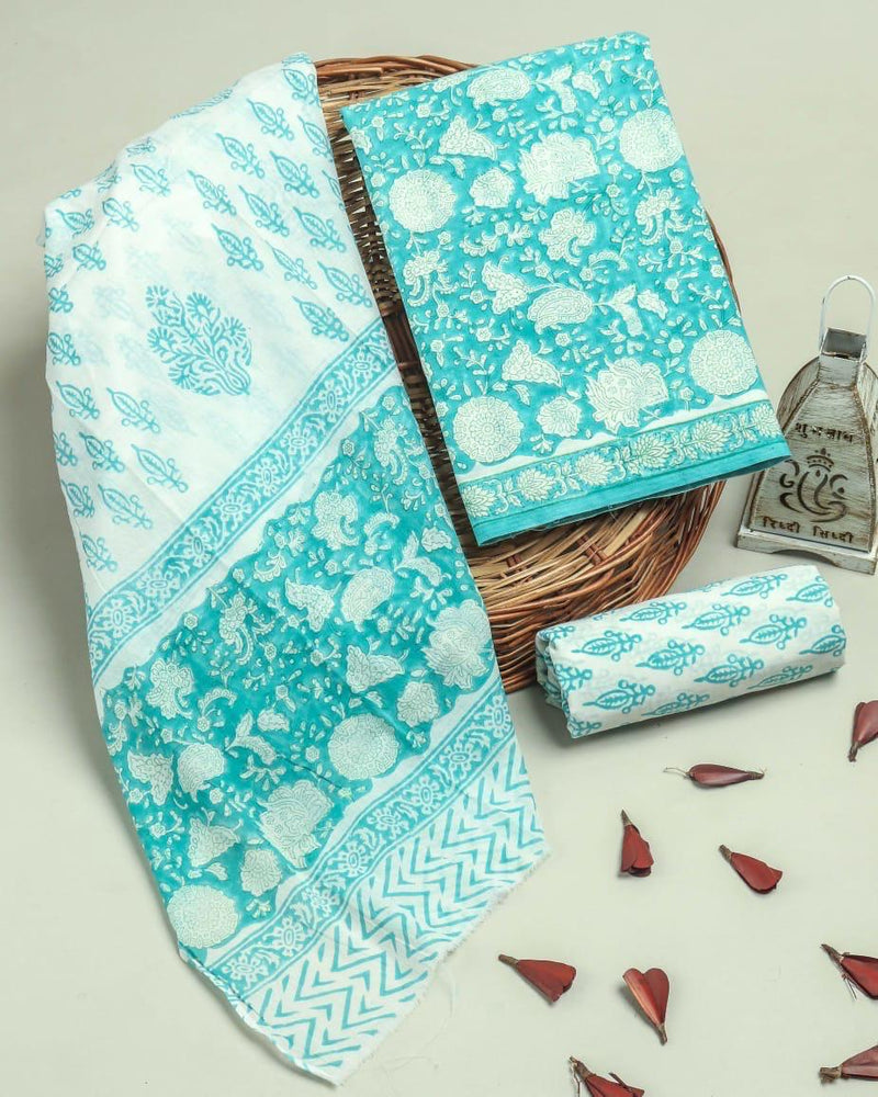 EXCLUSIVE HAND BLOCK PRINT PURE COTTON SUIT WITH COTTO MULMUL DUPATTA (MALYS135)