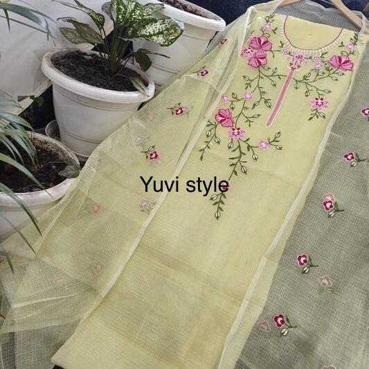 Yuvi Style Kota Doria Suit With Embroidery Work (FKDYS115)