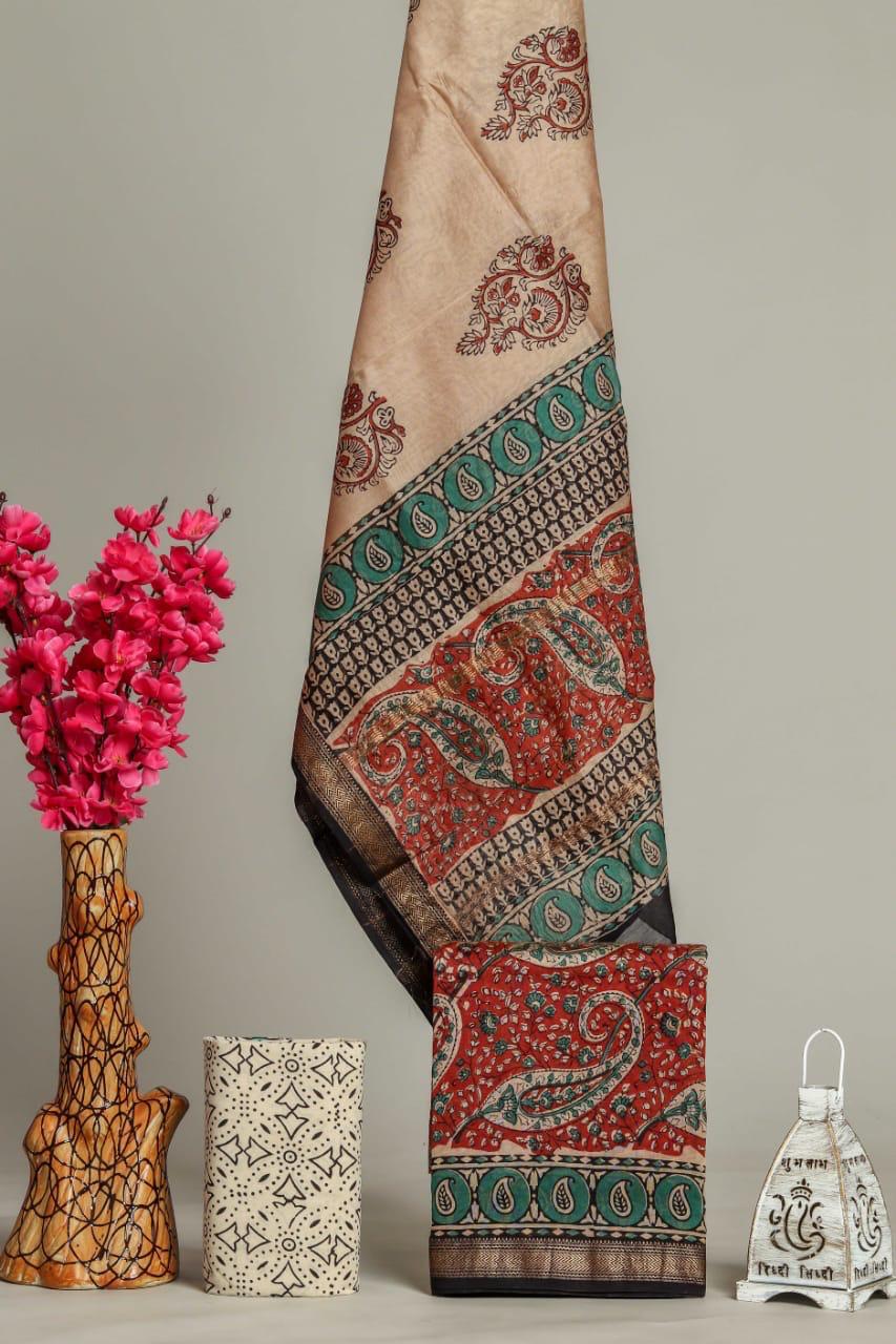 EXCLUSIVE  HAND BLOCK PRINT MAHESHWARI SILK SUIT WITH MAHESHWARI SILK (MSLYS98)