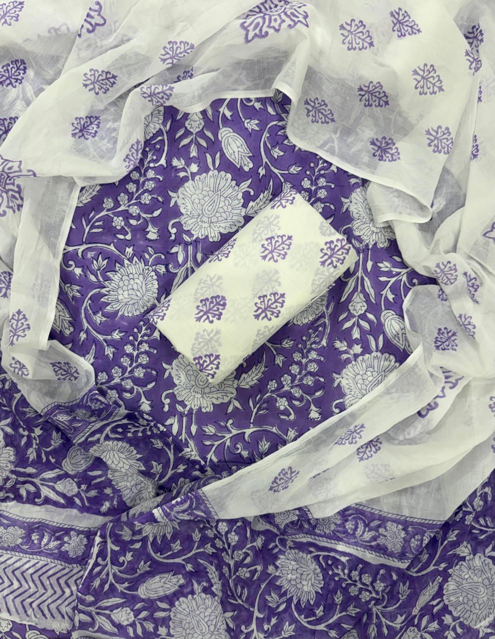 DESIGNER HAND BLOCK PRINT PURE COTTON SUIT WITH MULMUL DUPATTA(MALYS82)