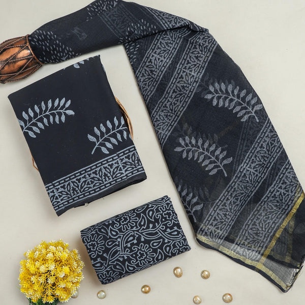 EXCLUSIVE HAND BLOCK PRINT PURE COTTON SUIT WITH KOTA DORIYA DUPTTA (3CKDYS116)