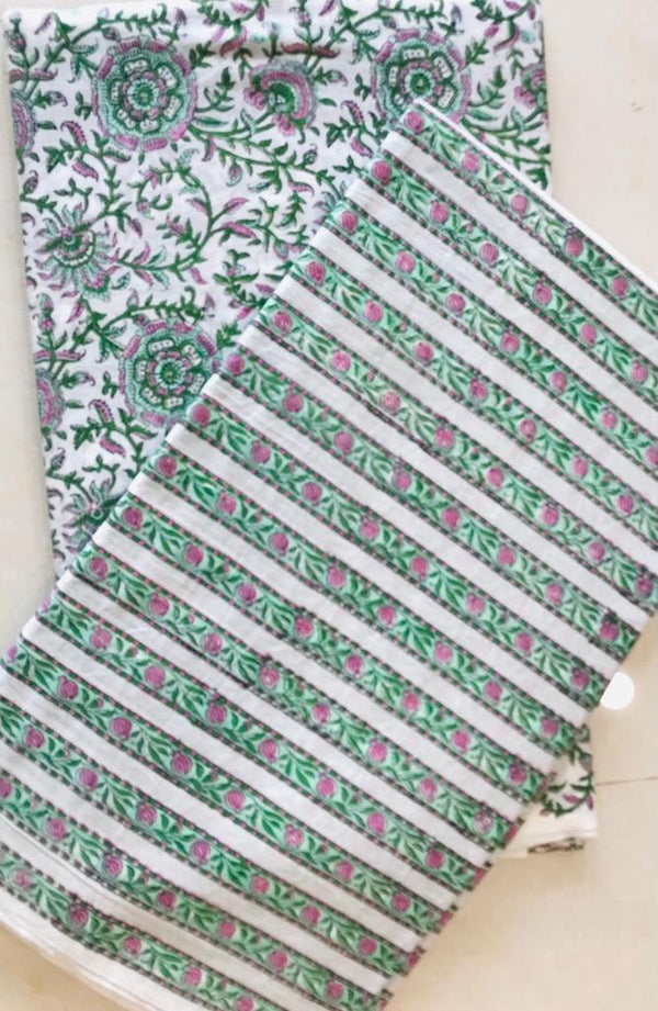 Traditional Hand Block  print Cotton top and bottom set (2PCYS64)