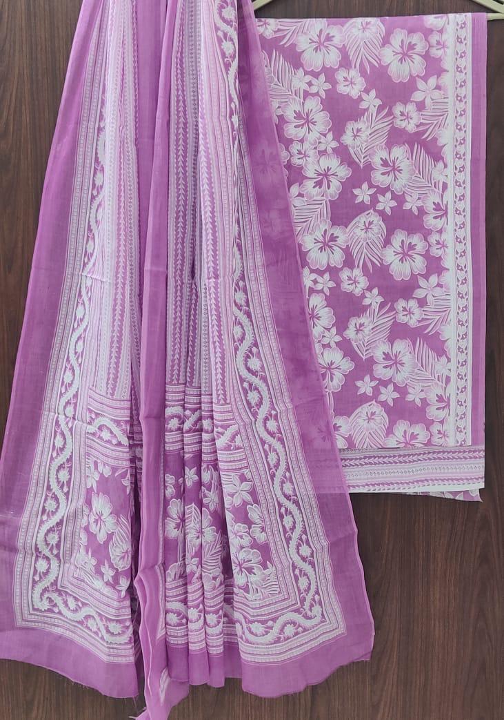 HAND BLOCK PRINT PURE COTTON SUIT WITH COTTON MULMUL DUPATTA (MALYS43)