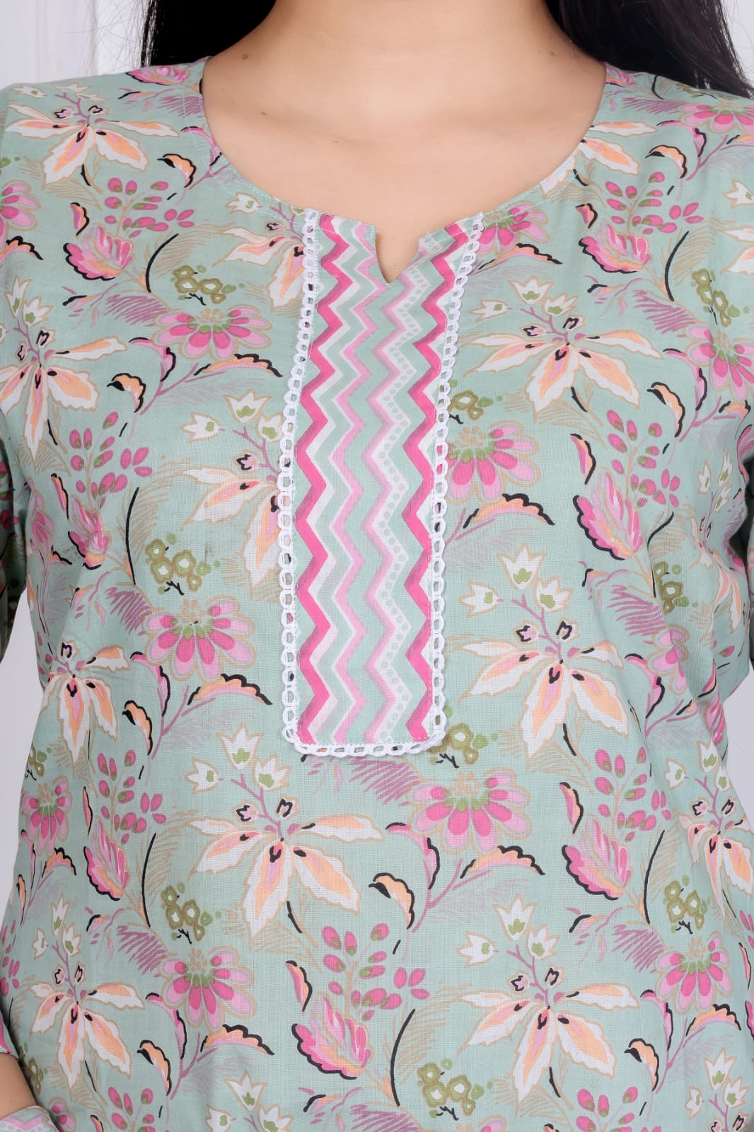 Flower print cotton suit with mulmul dupatta (CSSYS01)