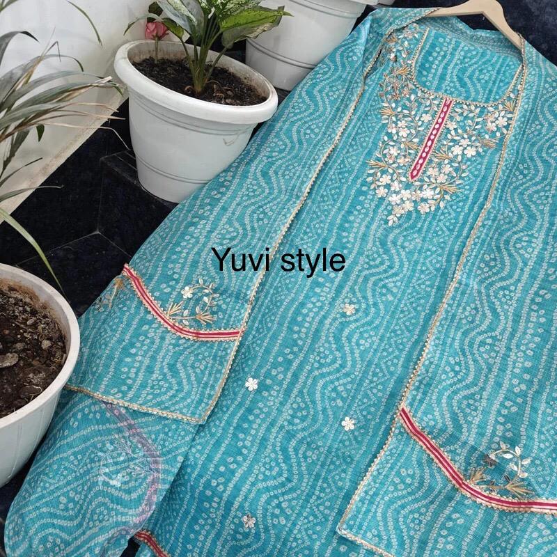 YUVI STYLE FULL KOTA DORIYA TOP AND DUPTTA SUIT WITH GOTA PATTI WORK (FKDYS95)