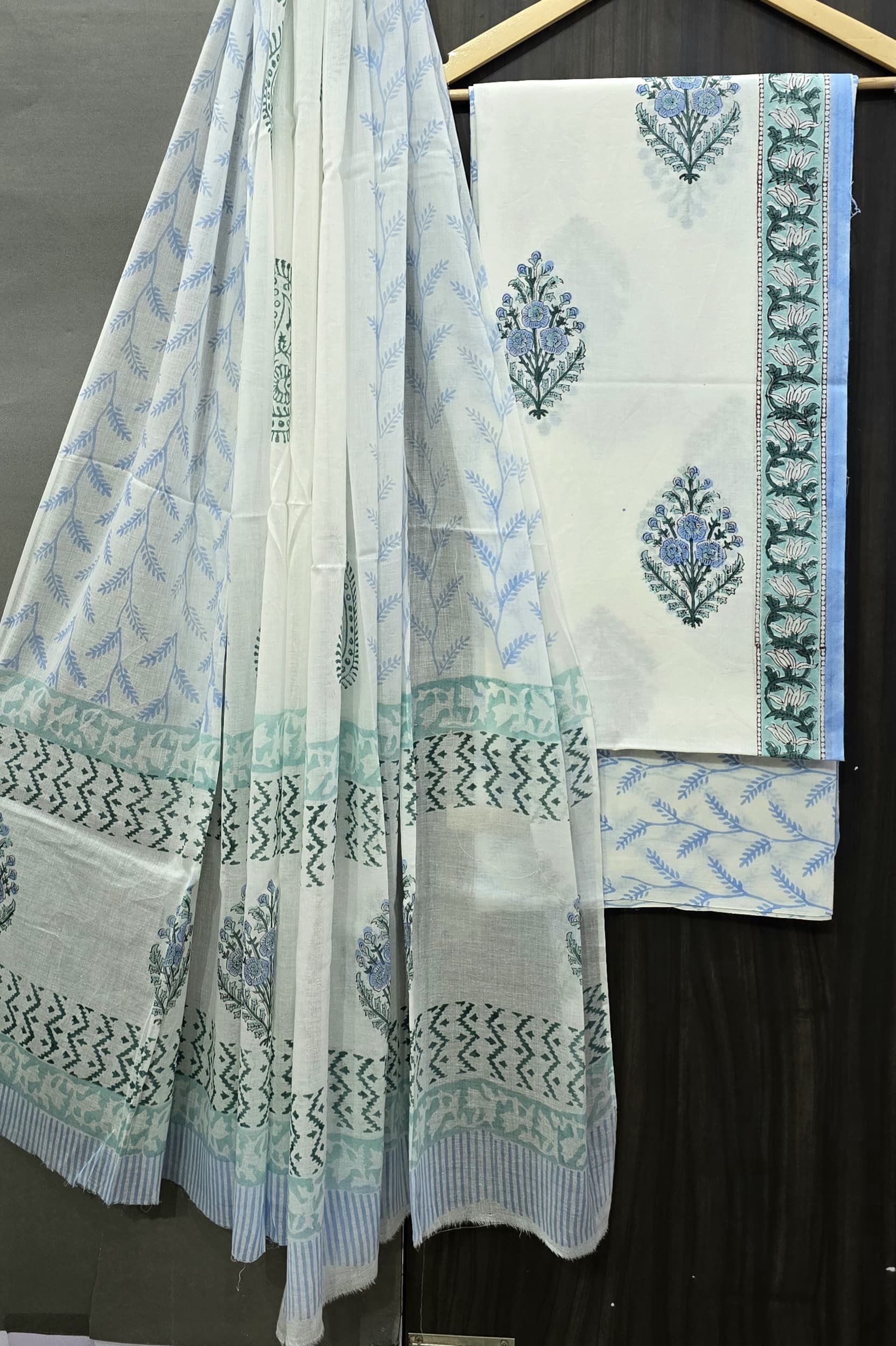 DESIGNER HAND BLOCK PRINT PURE COTTON SUIT WITH COTTON MULMUL DUPATTA(MALYS35)