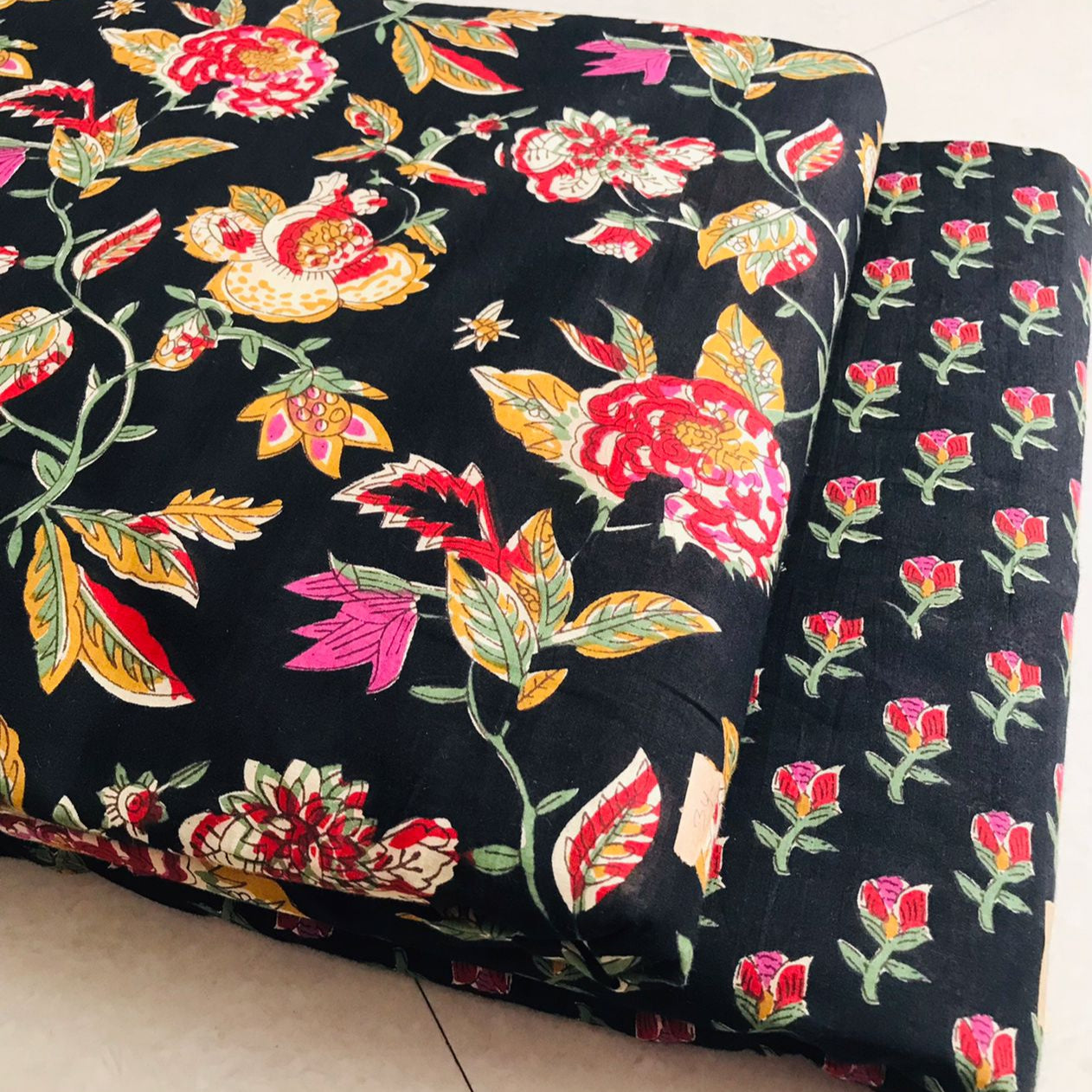 Traditional Hand block print Cotton top and bottom set (2PCYS40)