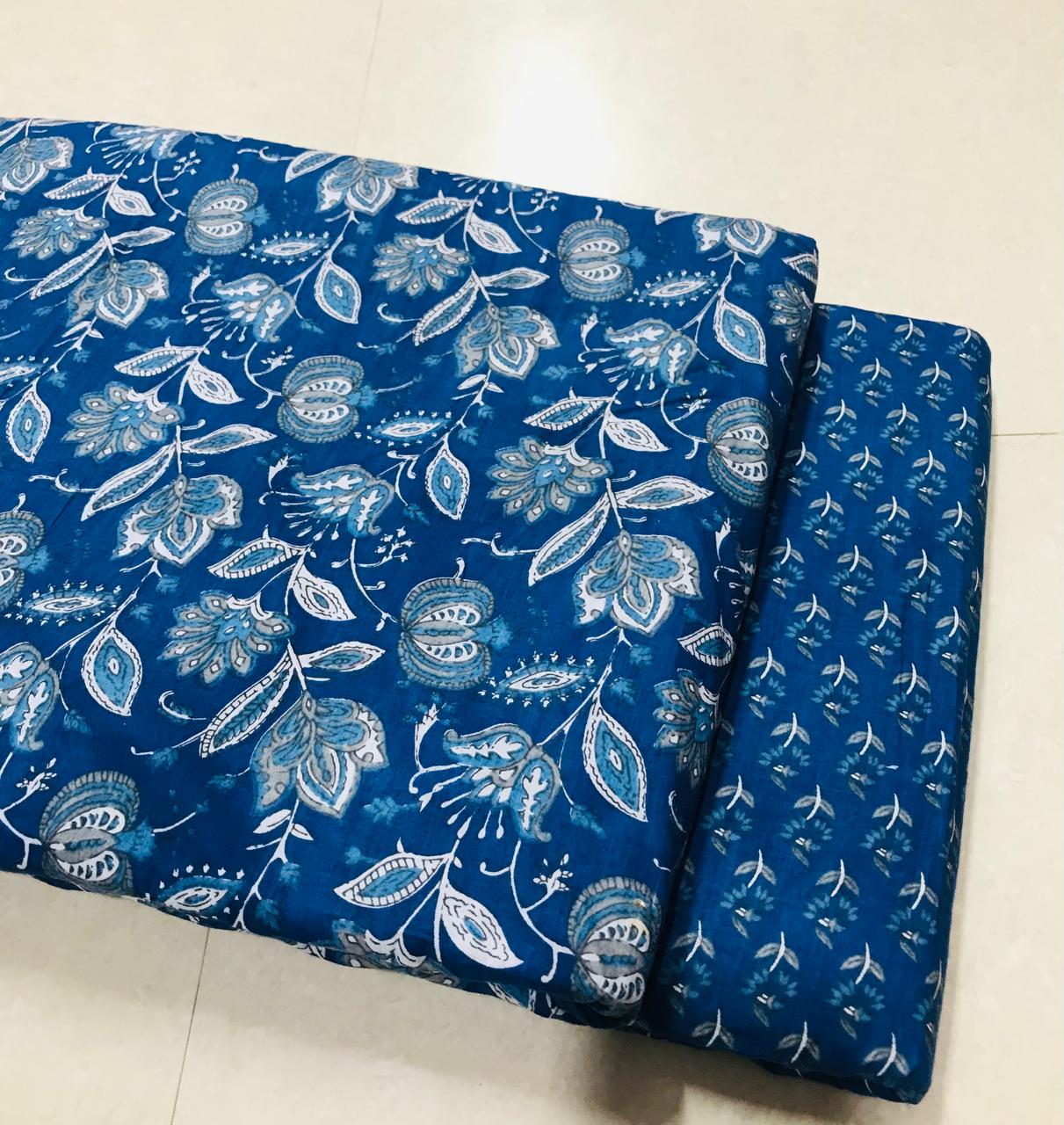 Traditional Hand block print Cotton top and bottom set (2PCYS157)