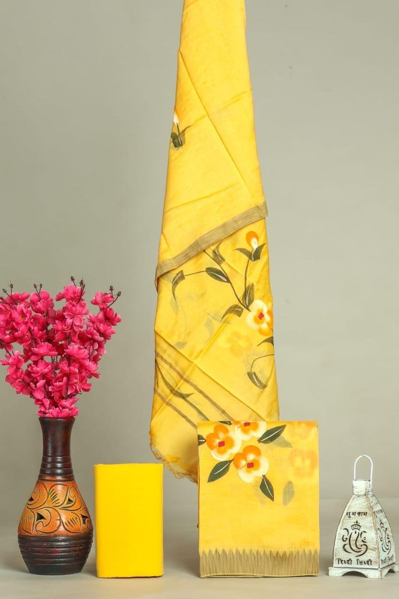 DESIGNER HAND BLOCK PRINT MAHESHWARI SILK SUIT MAHESHWARI SILK DUPPTA (MSLYS183)