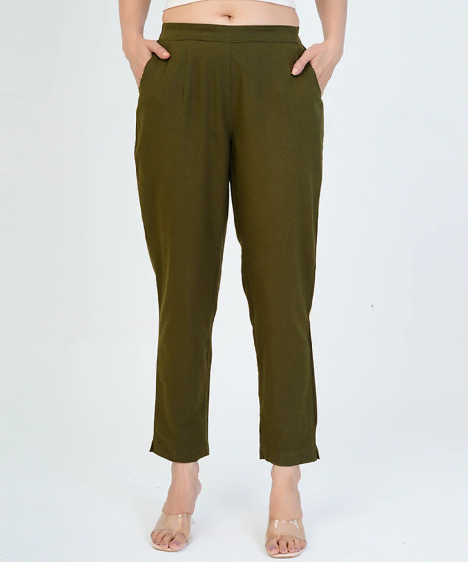 Olive Green Cotton Pant  (SAYS12)