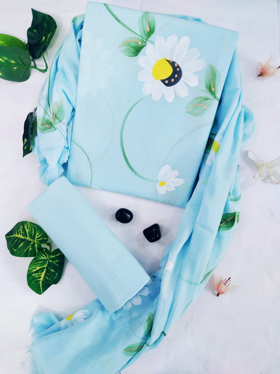 DESIGNER HAND BLOCK PRINT PURE COTTON SUIT WITH CHIFFON DUPATTA (PCHFYS64)