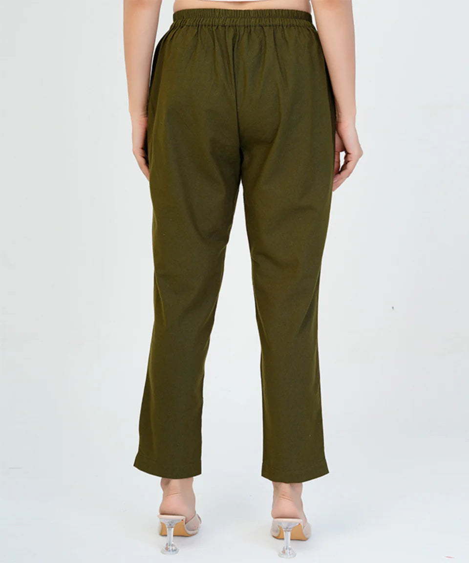 Olive Green Cotton Pant  (SAYS12)
