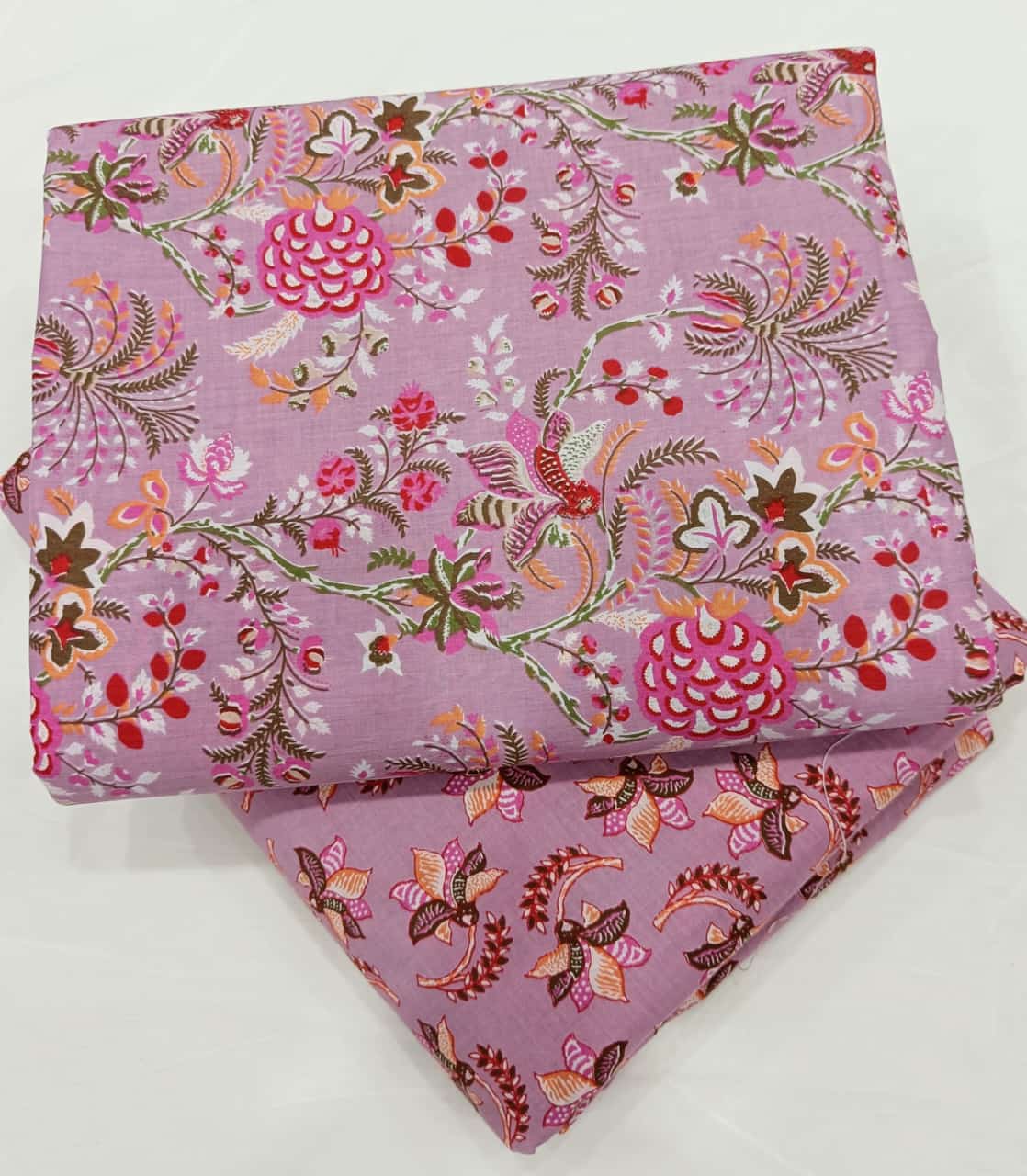 TRADITIONAL HAND BRUSH FLOWER PRINT COTTON TOP AND BOTTOM SET (2PCYS30)