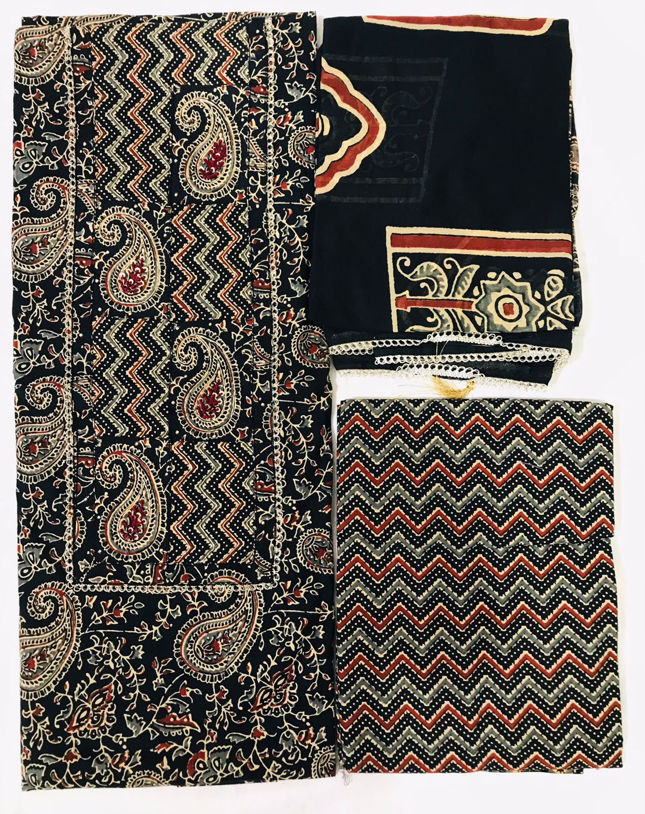 Sanganeri print cotton suit material with cotton dupatta Hand work (GOTAYS97)