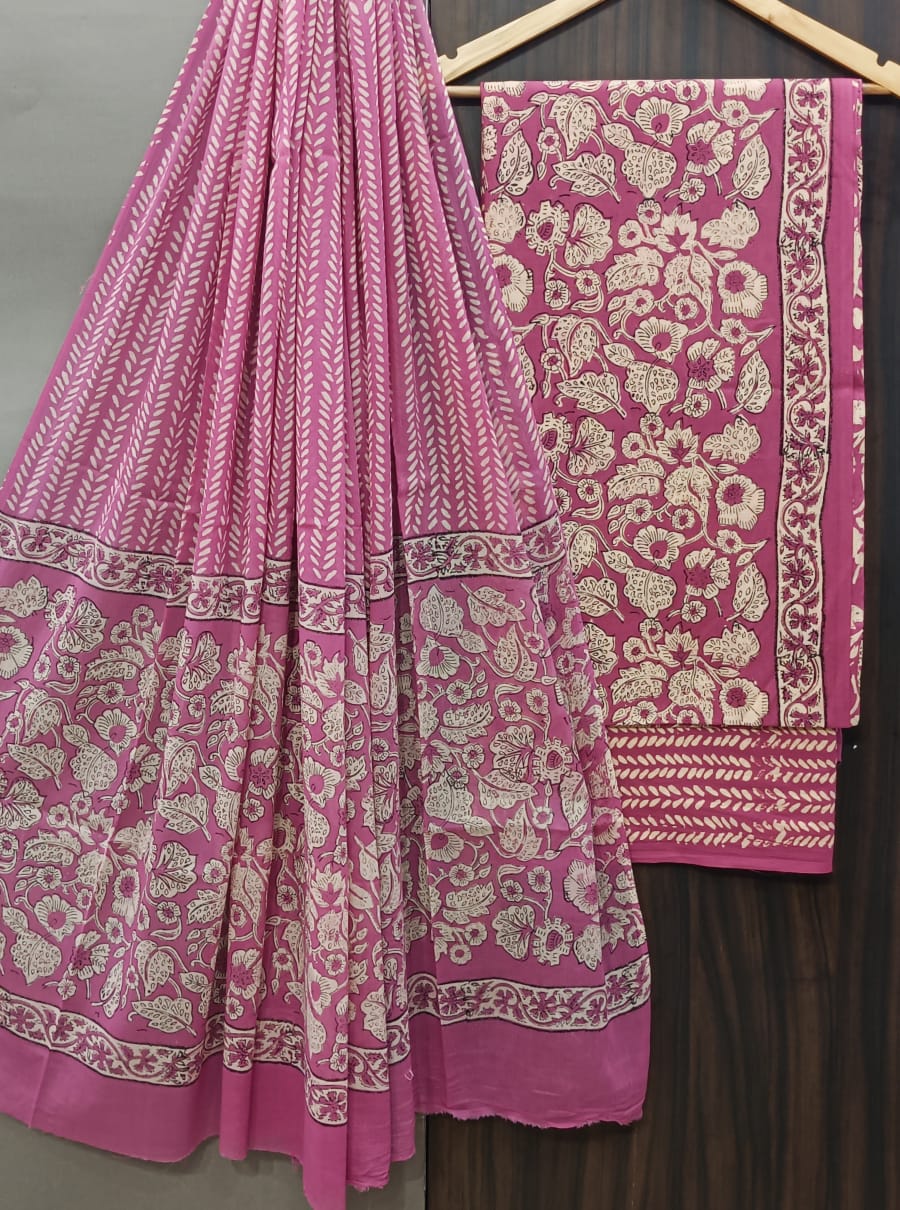 YUVI STYLE HAND BLOCK PRINT PURE COTTON SUIT WITH COTTO MMUL DUPATTA (MALYS151)