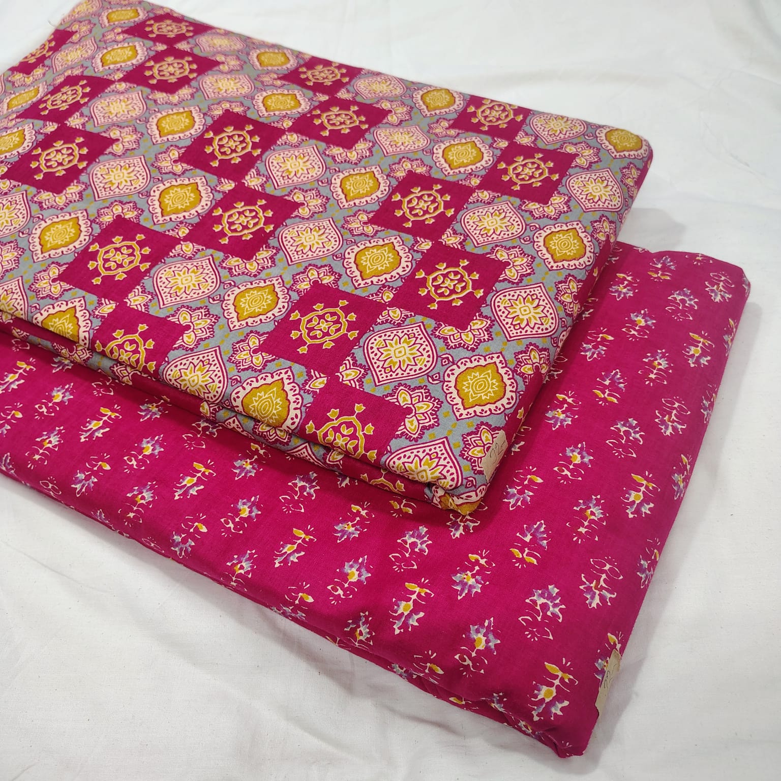 Traditional Hand Block print Cotton top and bottom set (2PCYS152)