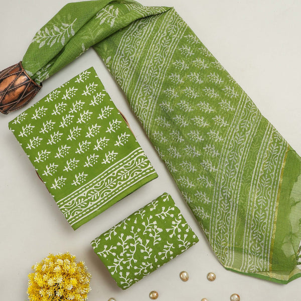 APPEALING HAND BLOCK PRINT COTTON SUIT WITH KOTA DORIA DUPATTA (3CKDYS258)