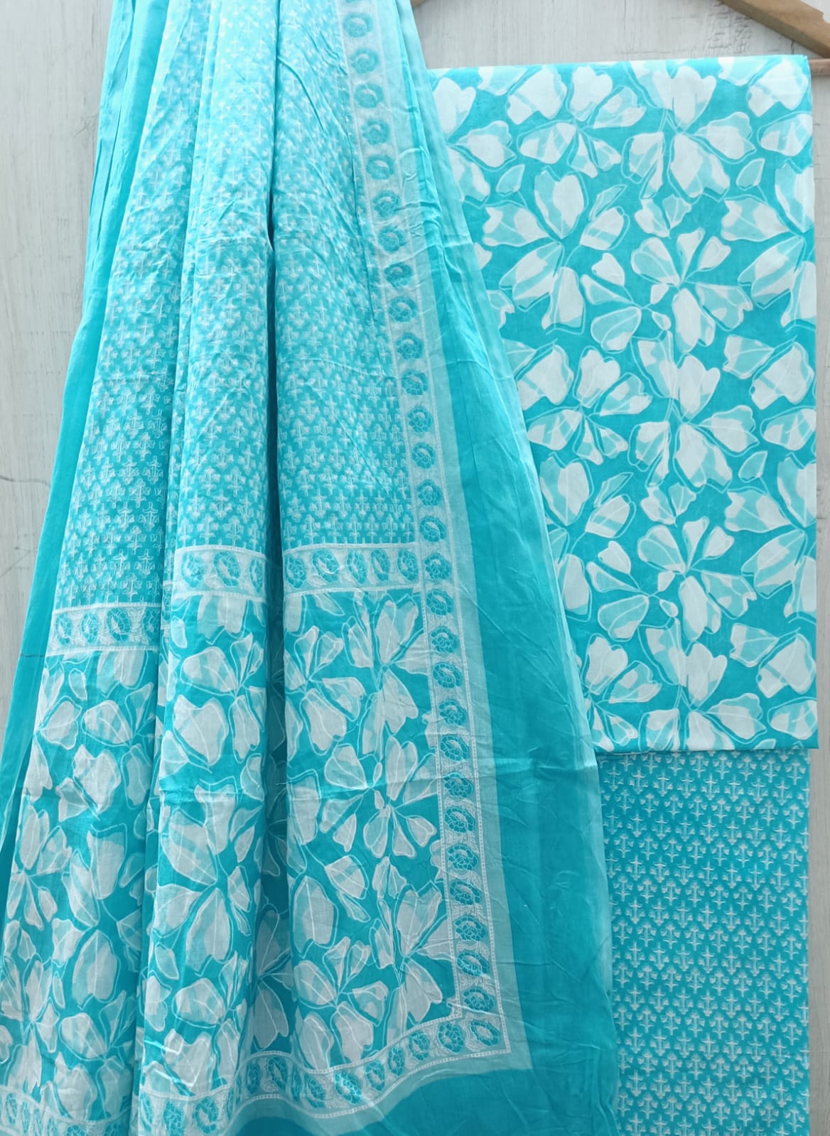 DESIGNER HAND BLOCK PRINT PURE COTTON SUIT WITH COTTO MULMUL DUPATTA (MALYS54)