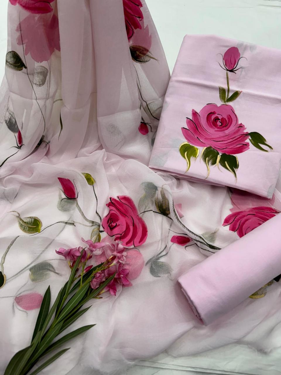 DESIGNER PURE COTTON SUIT WITH CHIFFON DUPATTA (PCHFYS93)