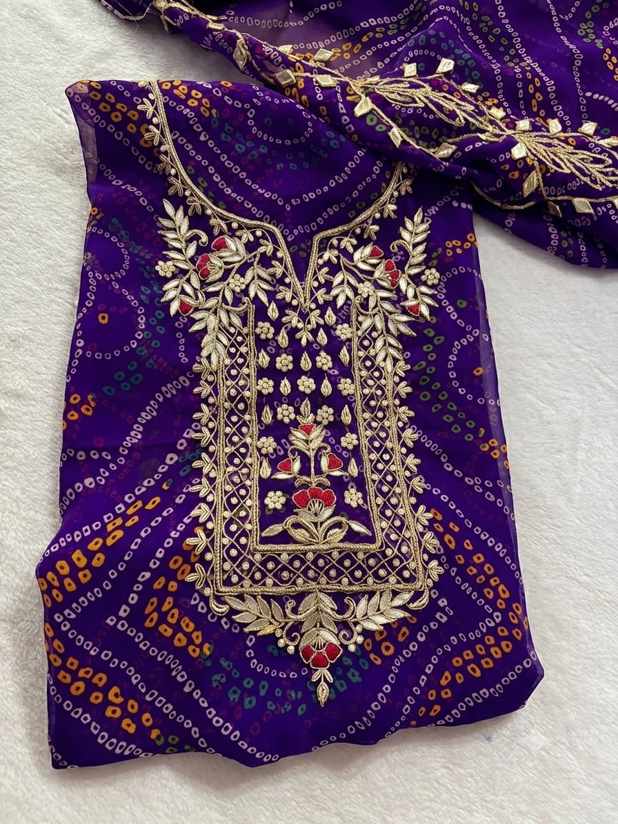 Premium Georgette fabric kurta with zardogi handwork (GBT143)