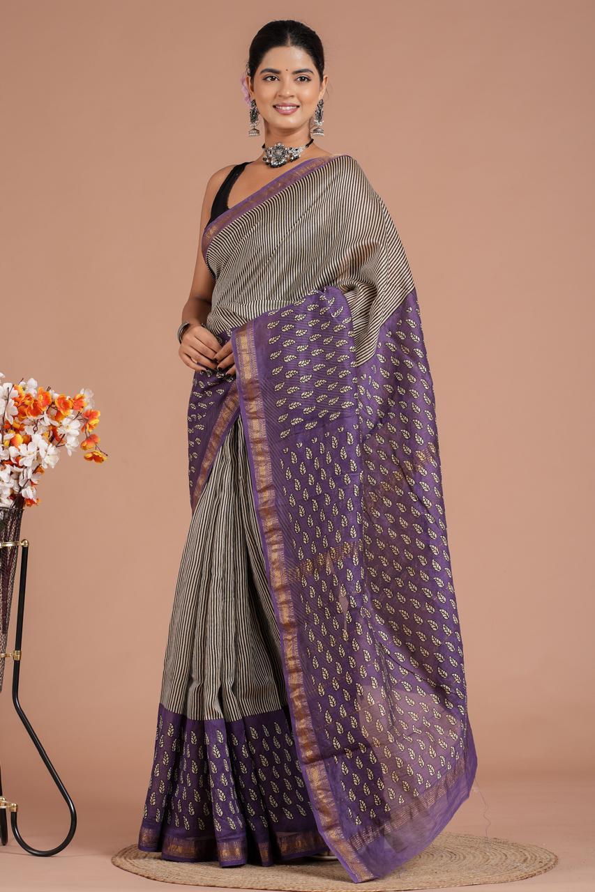 EXCLUSIVE HAND BLOCK PREMIUM MAHESWARI SILK SAREE ( MSYS48)