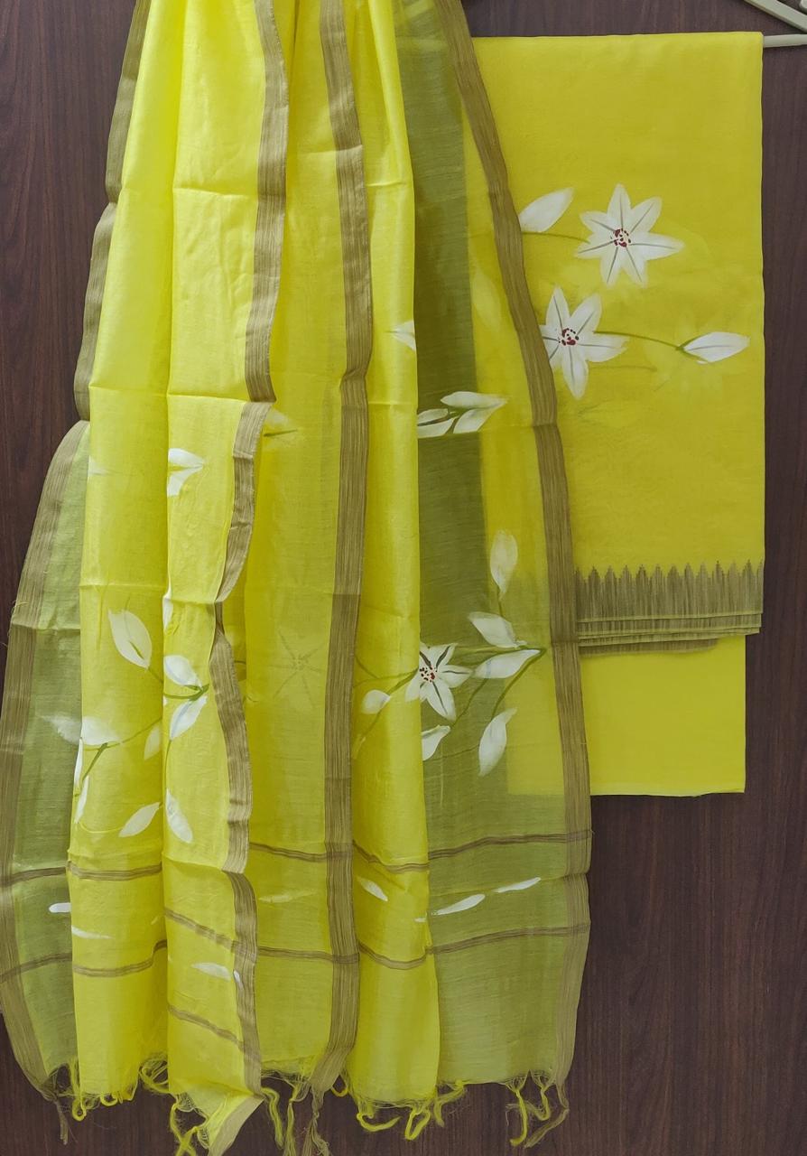 EXCLUSIVE HAND BLOCK PRINT MAHESHWARI SILK SUIT WITH MAHESHWARI SILK DUPPTA (MSLYS162