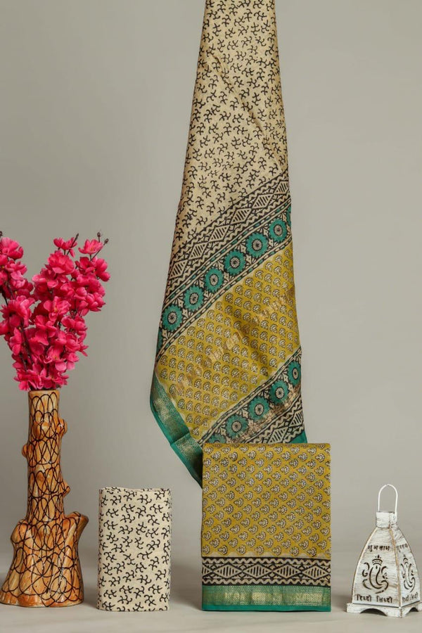 BAGRU PRINTED MAHESHWARI SILK SUIT WITH MAHESHWARI SILK DUPTTA  (MSLYS197)