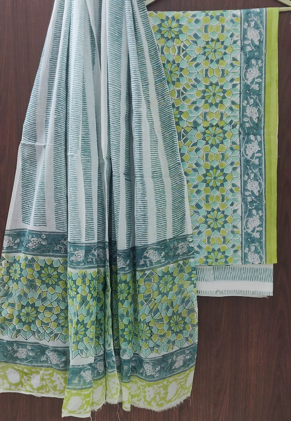 HAND BLOCK PRINT PURE COTTON SUIT WITH COTTON MULMUL DUPATTA (MALYS43)