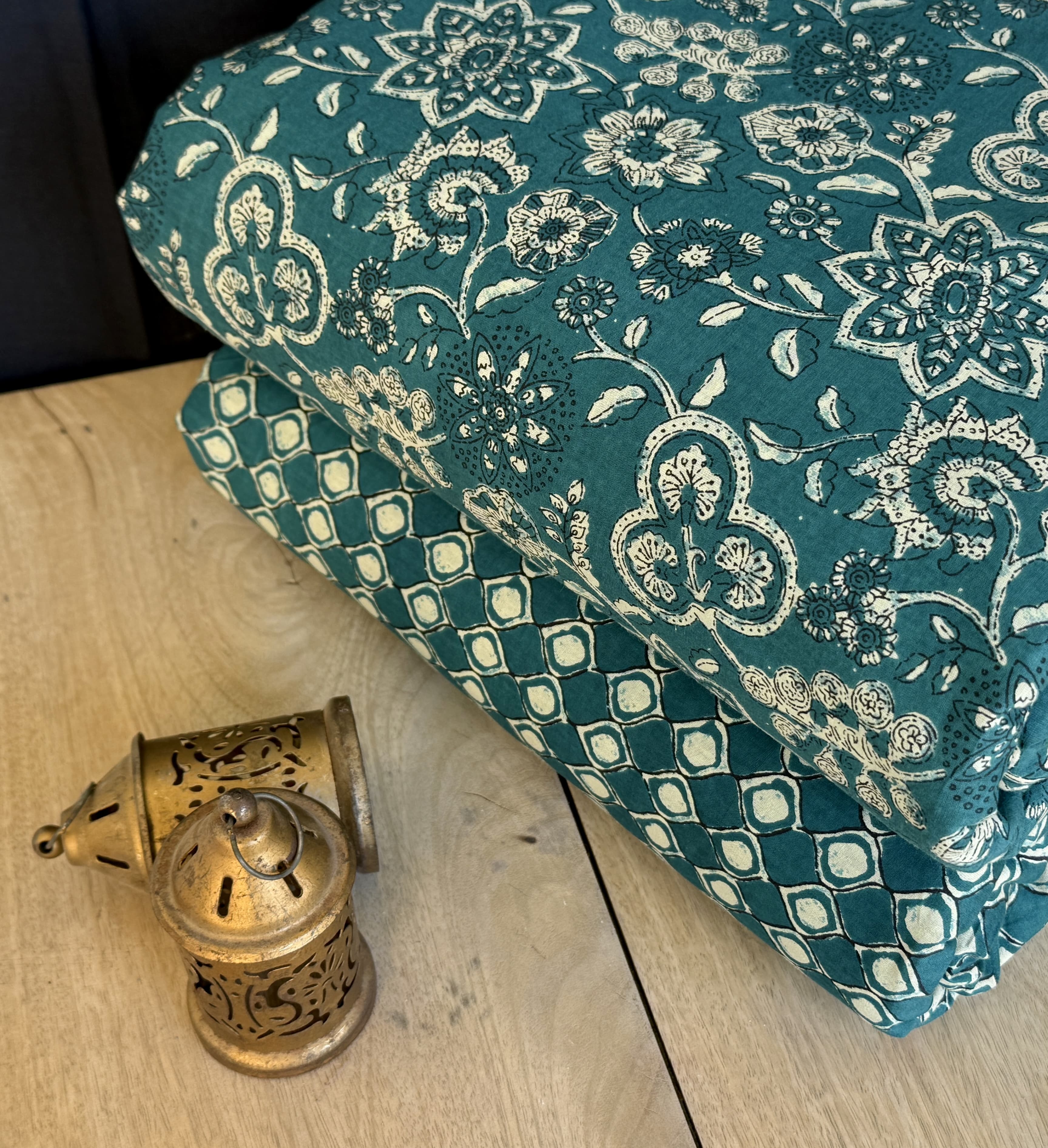 Traditional Hand block print Cotton top and bottom set (2PCYS94)