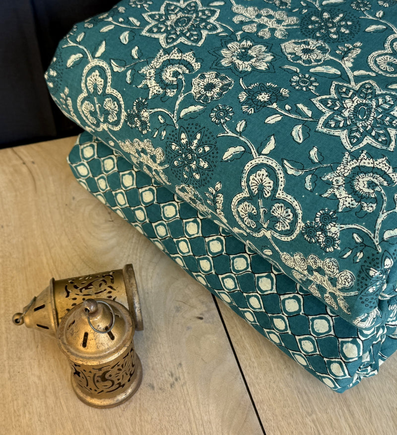 Traditional Hand block print Cotton top and bottom set (2PCYS94)