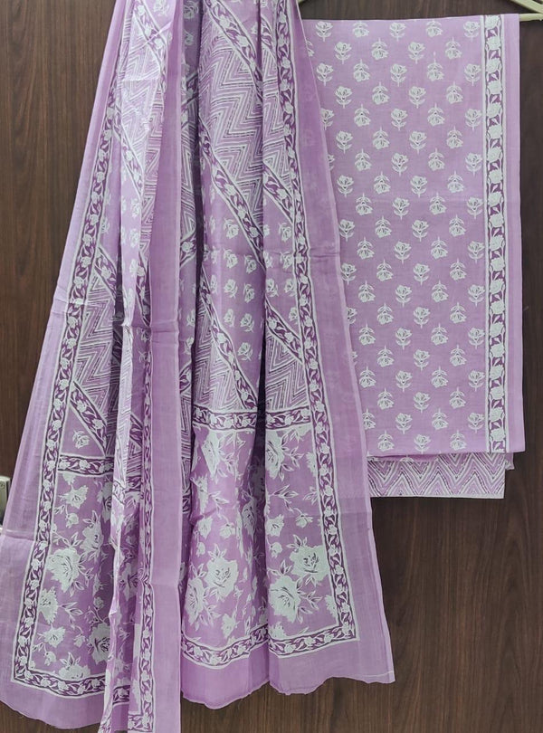 TRADITIONAL HAND BLOCK PRINT PURE COTTON SUIT WITH COTTON MULMUL DUPATTA( MALYS184)