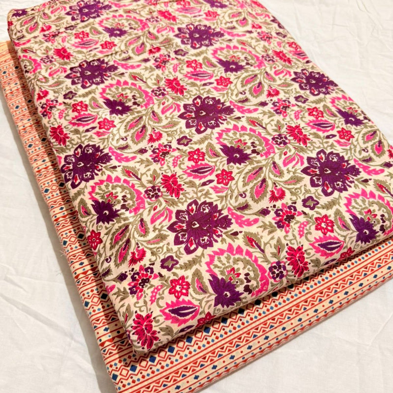 Bagru Hand block print Cotton top and bottom set (2PCYS54)