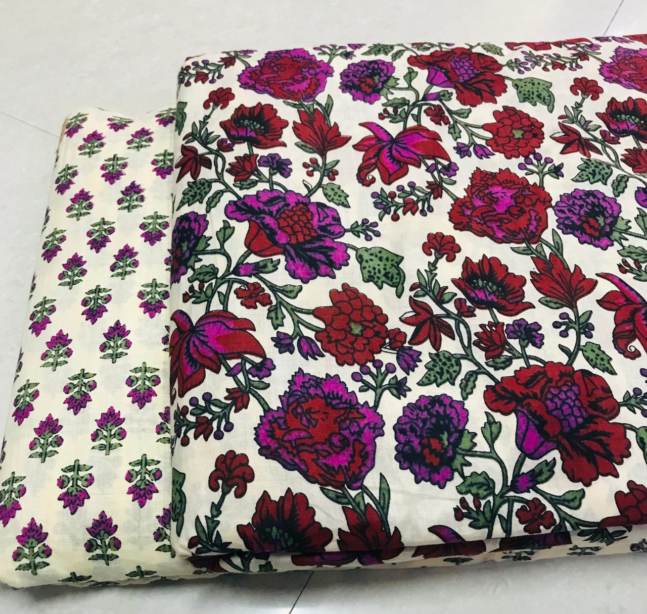 Hand block print Cotton top and bottom set (2PCYS01)