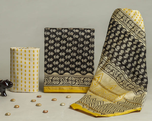 Designer Hand Block Print Chanderi Silk Suit set with Premium Chanderi Dupatta (CHDYS09)