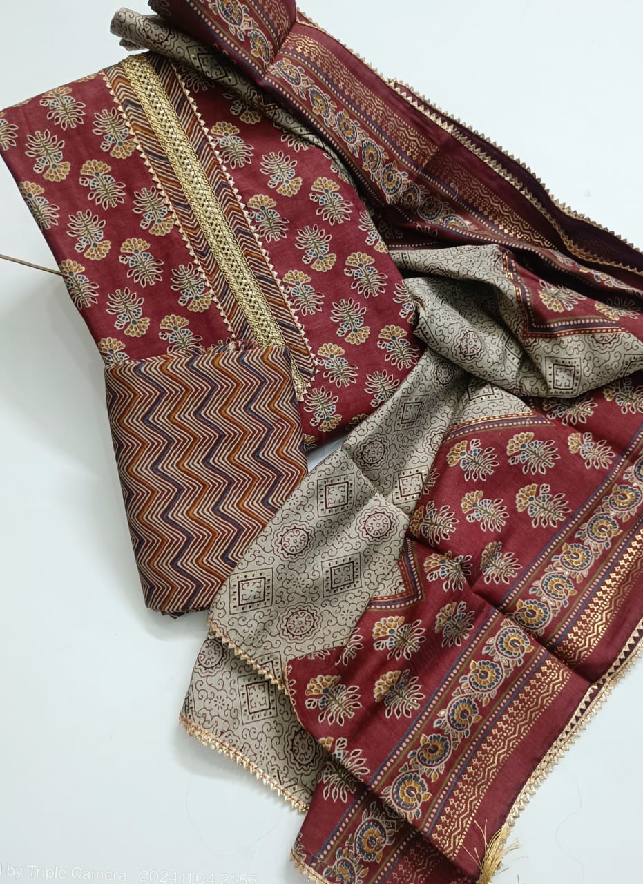 Exclusive Muslin Suits Set  With Gota Work (EMSG03)