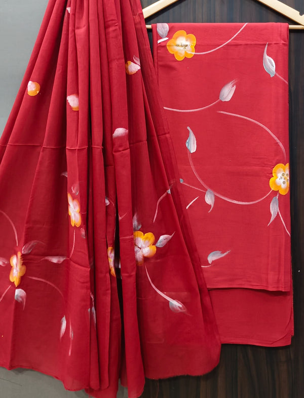 DESIGNER HAND BLOCK PRINT PURE COTTON SUIT WITH MULMUL DUPATTA (MALYS108)