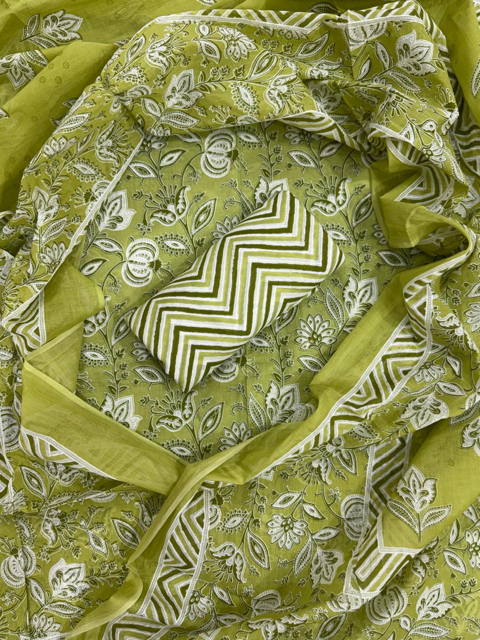 DESIGNER HAND BLOCK PRINT PURE COTTON SUIT WITH COTTON MULMUL DUPATTA(MALYS232)
