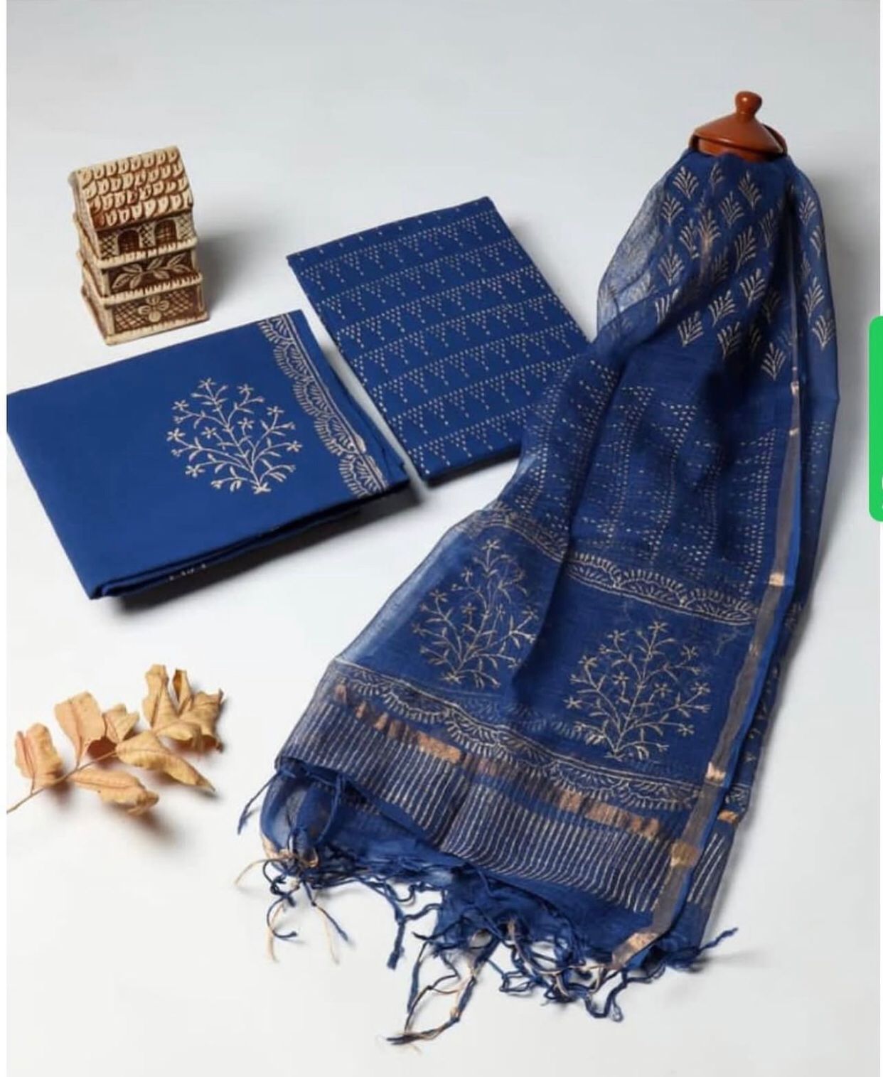 EXCLUSIVE HAND BLOCK PRINT PURE COTTON SUIT WITH KOTA DORIYA DUPTTA (3CKDYS114)