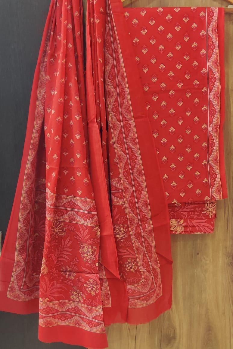 YUVI STYLE HAND BLOCK PRINT PURE COTTON SUIT WITH COTTON MULMUL DUPATTA (MALYS175)