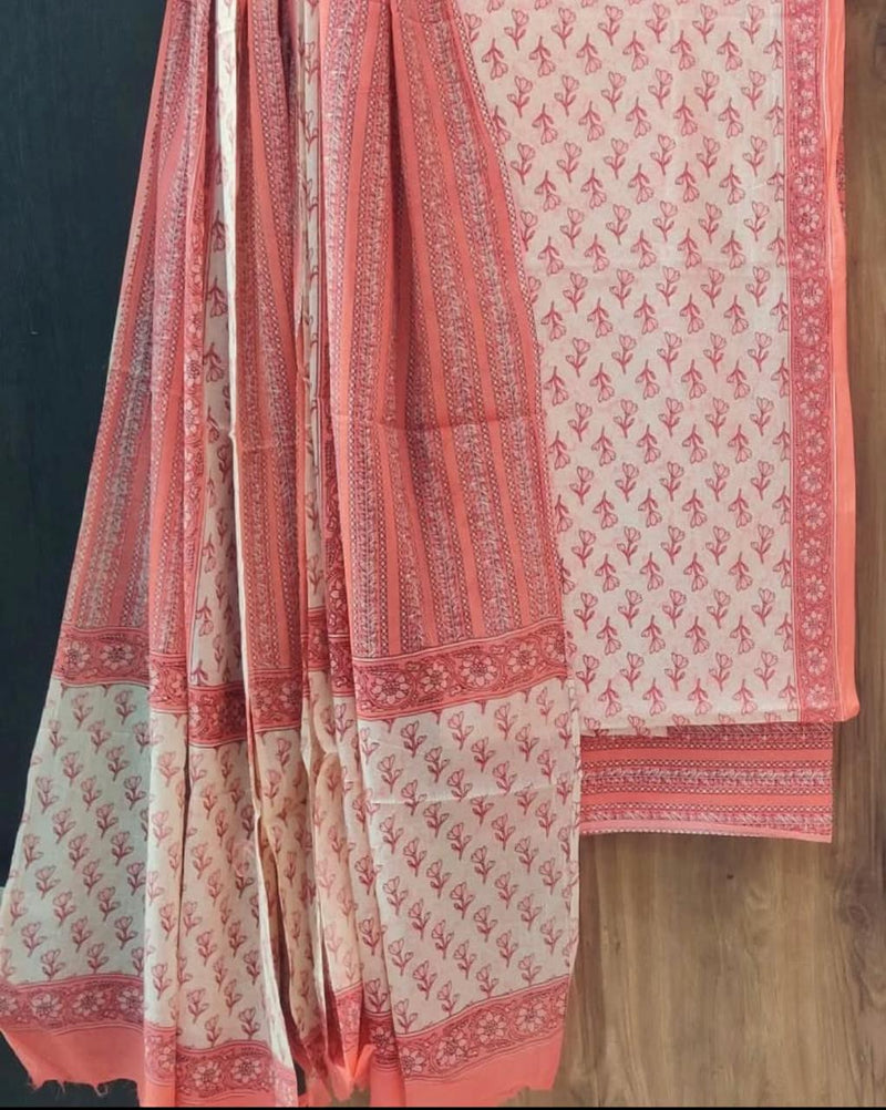DESIGNER HAND BLOCK PRINT PURE COTTON SUIT WITH MULMUL DUPATTA (MALYS104)