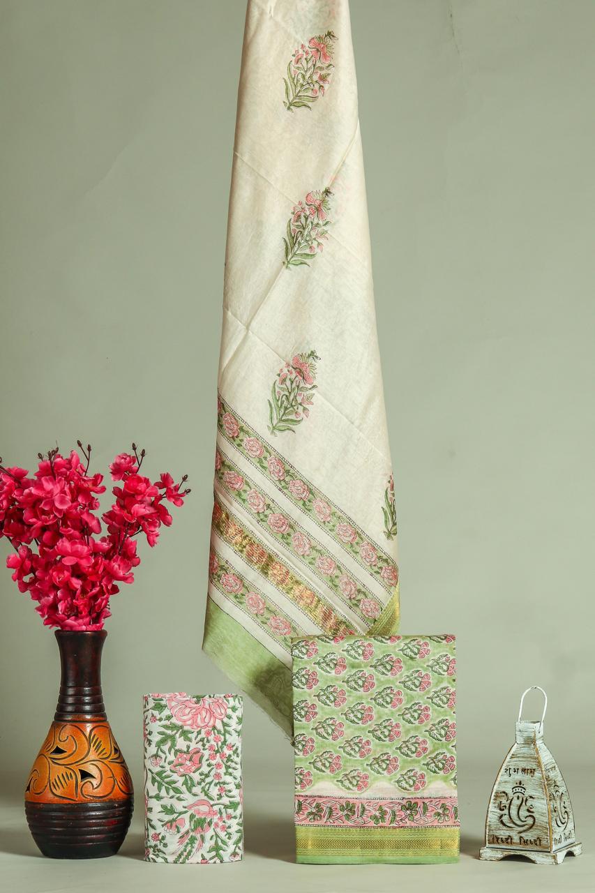 TRADITIONAL HAND BLOCK PRINT MAHESHWARI SILK SUIT WITH MAHESHWARI SILK DUPATTA (MSLYS187)