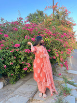 DESIGNER HAND BLOCK PRINT PURE COTTON SUIT WITH COTTON MULMUL DUPATTA(MALYS141)