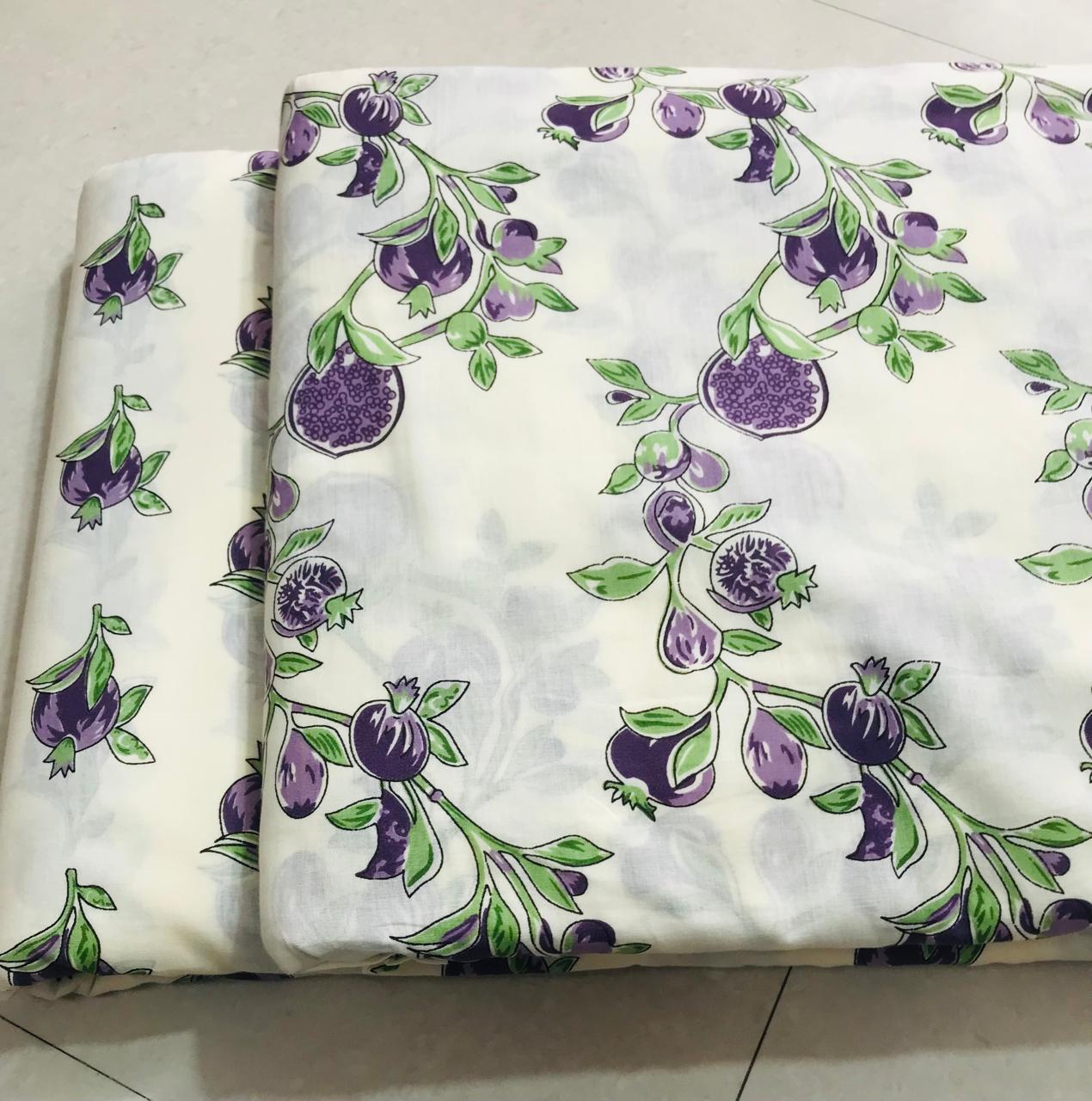 Traditional Hand block print Cotton top and bottom set (2PCYS75)