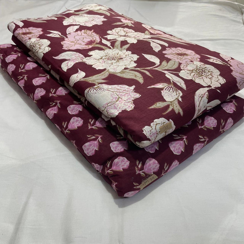 Traditional Hand block print Cotton top and bottom set (2PCYS80)